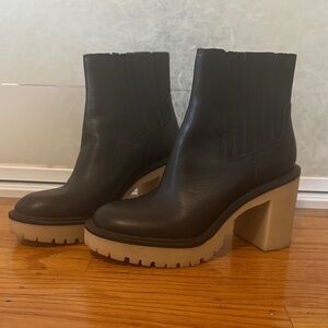 Dolce Vita Black and Tan Platform Ankle Boots